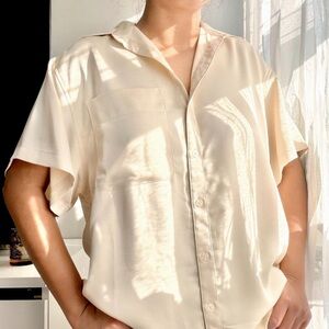 a new day Cream Short-Sleeve Button-Down Shirt